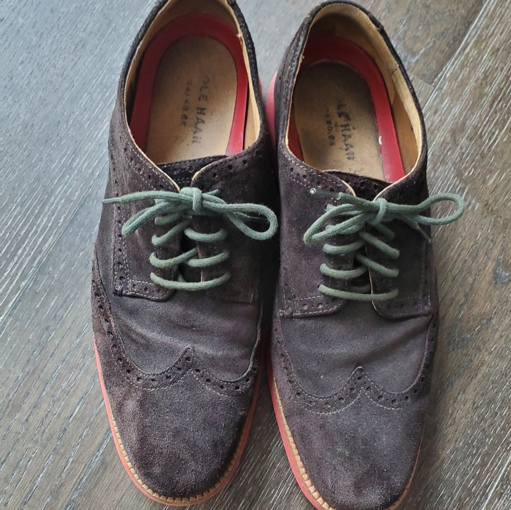 Cole Haan Grand OS Suede Wingtip Shoes 10.5 - Picture 4 of 6